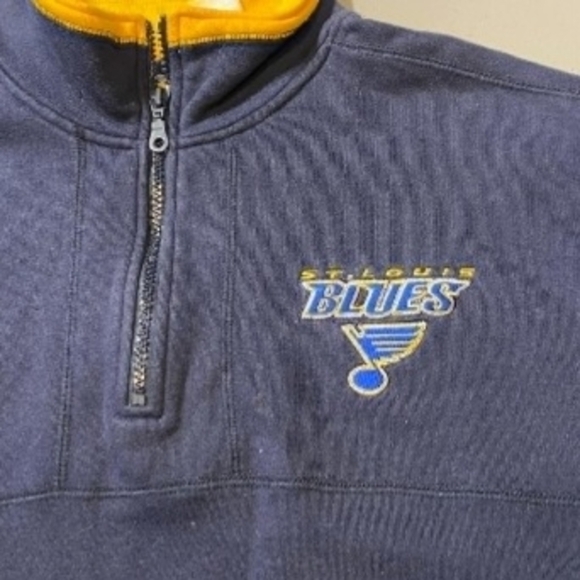 Vintage Authentics St. Louis Blues Men's Navy Blue Quarter-Zip Sweatshirt Large - Picture 2 of 5